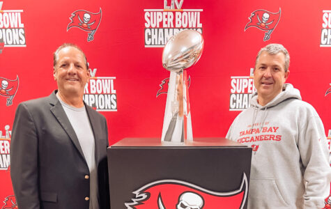 Michael with Lombardi Trophy and Brian Ford